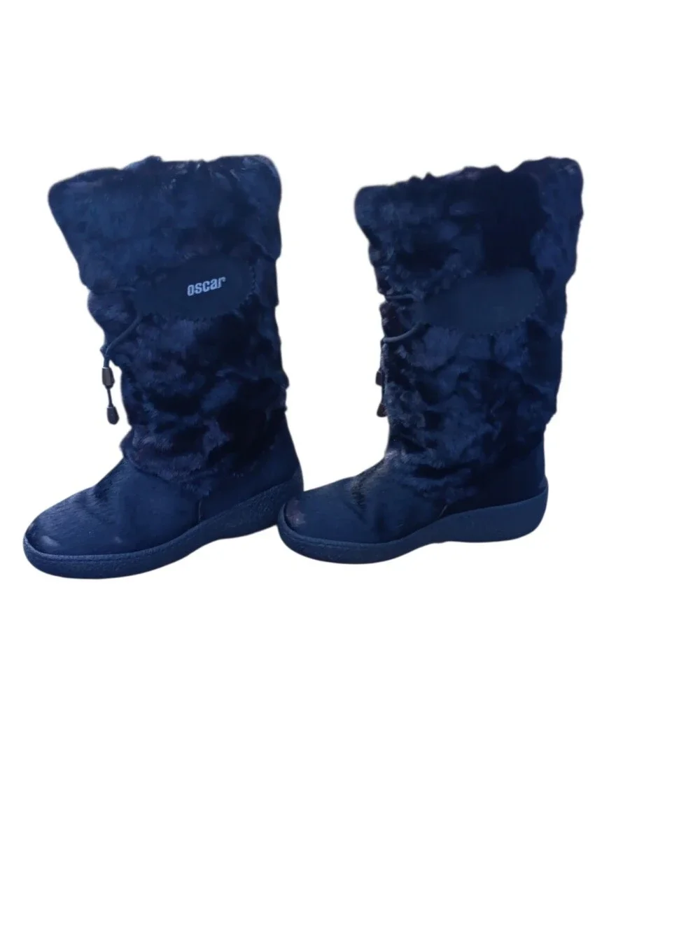 Oscar Beaver Fur Leather Black Boots Made In Italy Size 6 Absolutely Gorgeous.
